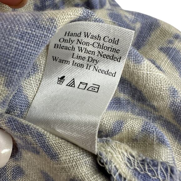 Coldwater Creek Linen Tunic Top Womens Large Petite Paisley Button Pintuck Pleat - Picture 12 of 12